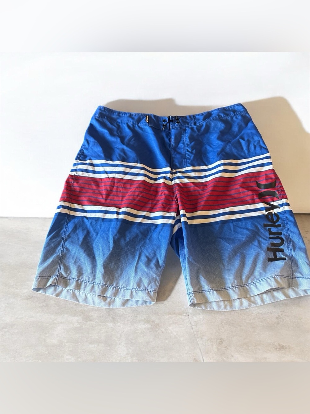 Hurley Blue & Red Gradient Swim Board Shorts